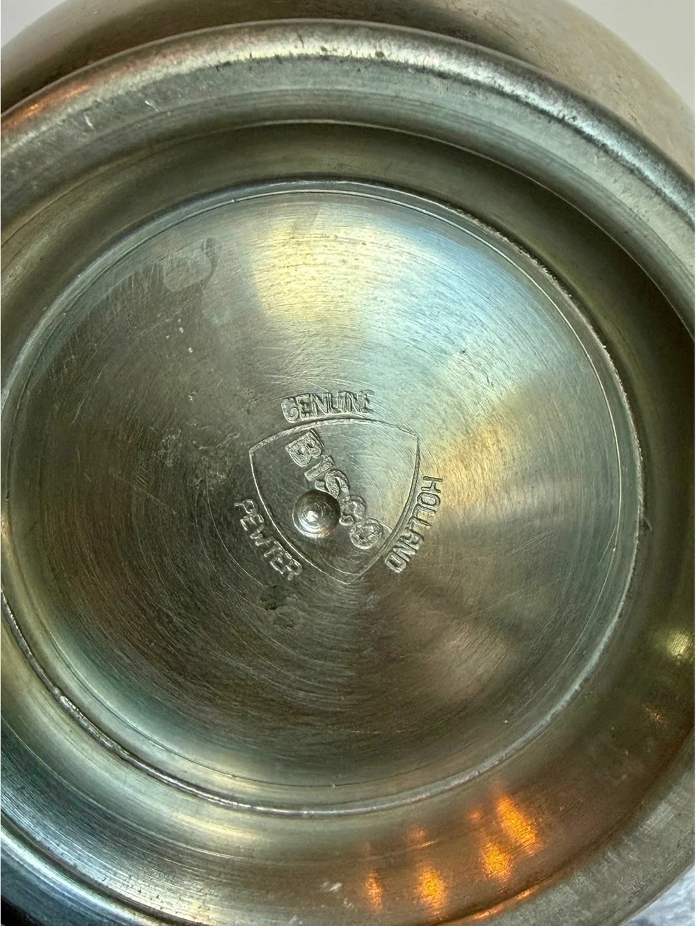 Vintage BICCO Genuine Pewter Creamer Pitcher Silver Tone Ornate Handle